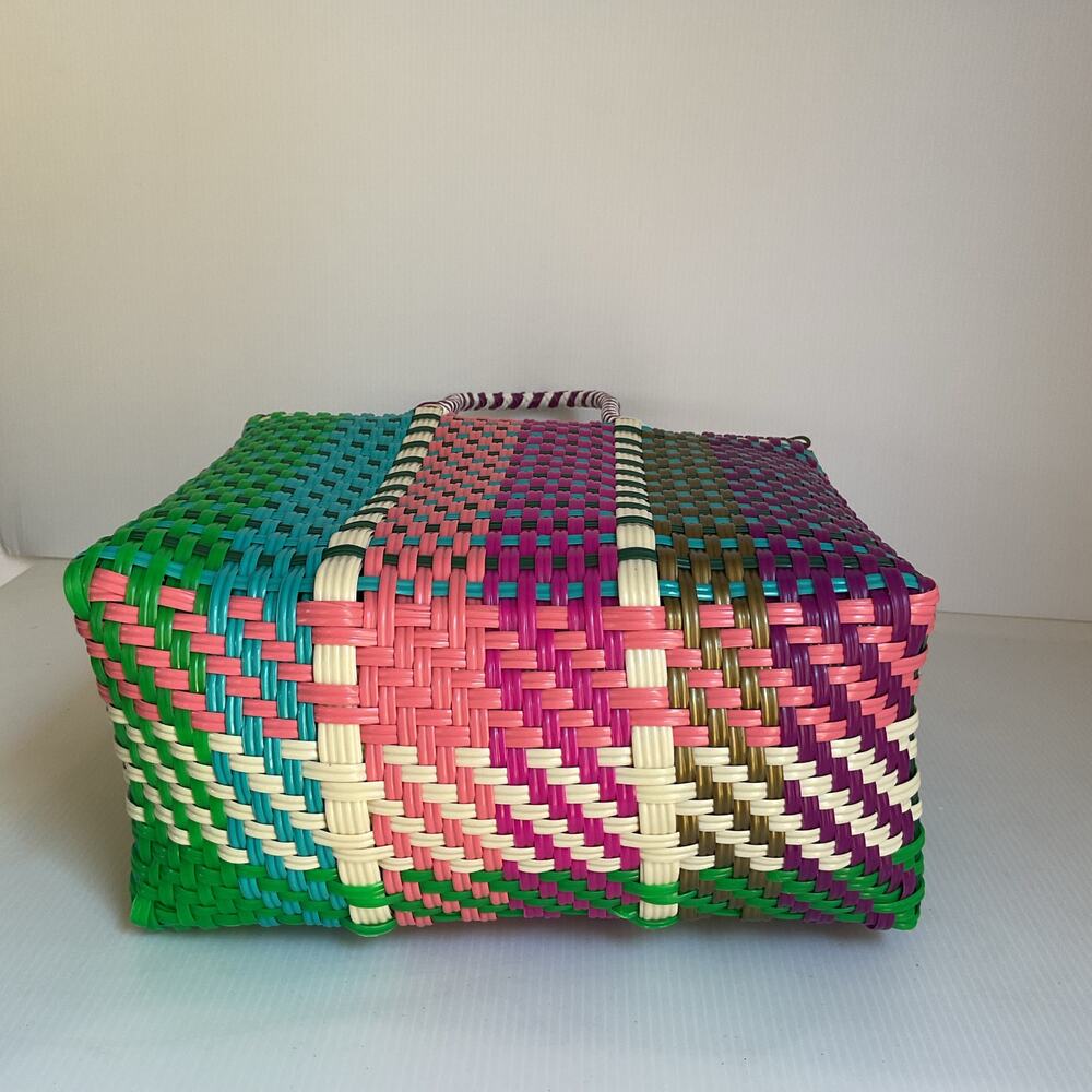 Colorful Handwoven Market & Beach Bag – Recycled Plastic Tote - Picture 6 of 9